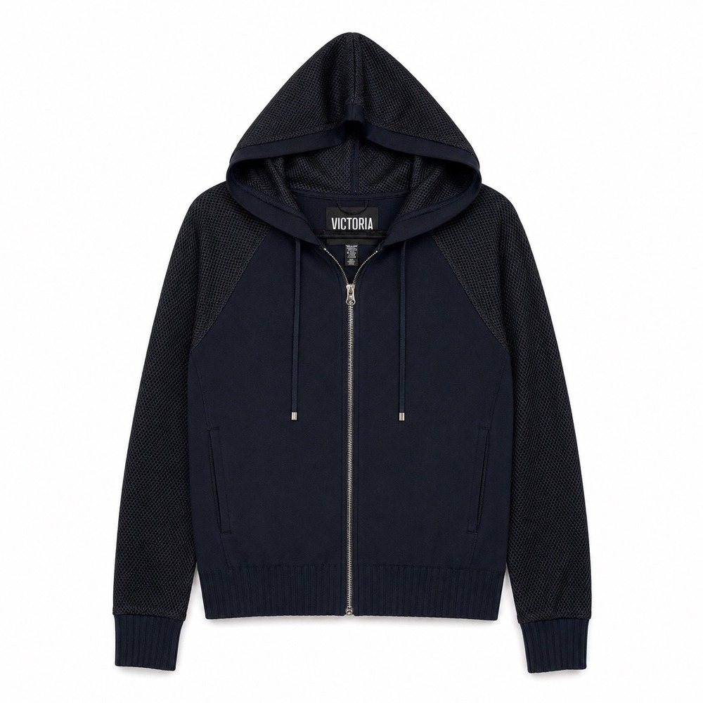 Victoria Sport Mesh Panel Zip Up Hoodie Black XS Athletic‎ Jacket